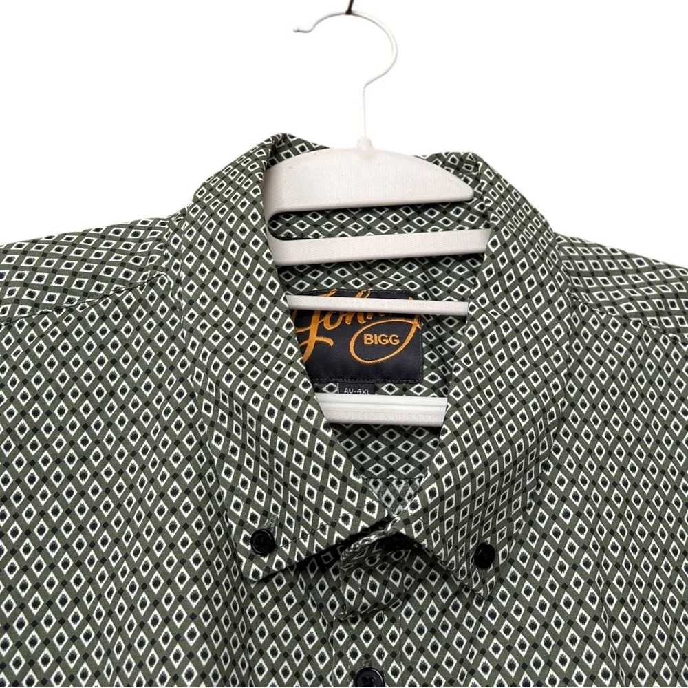 Johnny Bigg Diamond Stretch Shirt in Green‎ Size 4XL
